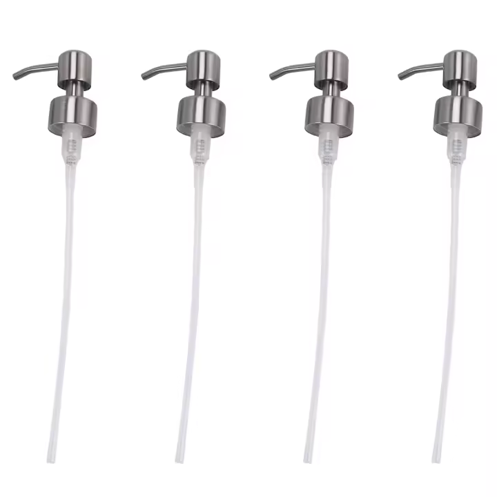 Bomba dispensadora de jabón de repuesto, bomba dispensadora de loción de acero inoxidable para botellas de cuello regulares 28/400 para baño, 4 Uds. - 1