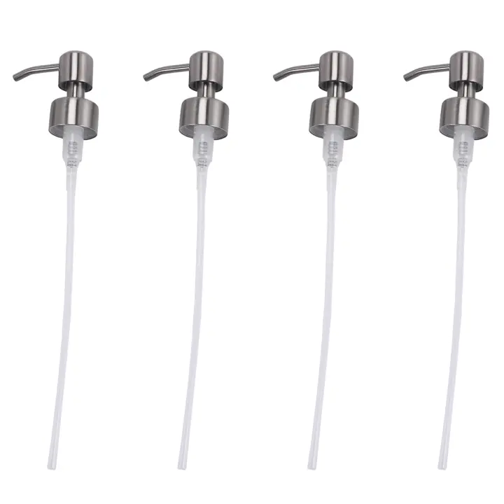 Bomba dispensadora de jabón de repuesto, bomba dispensadora de loción de acero inoxidable para botellas de cuello regulares 28/400 para baño, 4 Uds. - 1