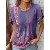 Camisetas estampadas informales de verano para mujer, camisetas de manga corta a la moda - details 2