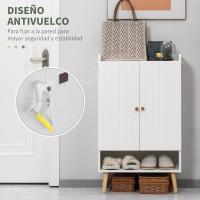 Zapatero Estrecho con 2 Puertas Mueble de Zapatero Ajustable para 15 Pares de Zapatos Blanco - details 5