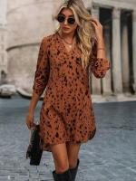 2025 Primavera/Verano nuevo ajuste delgado estampado de leopardo cuello alto de moda de manga larga para mujeres - details 3
