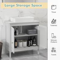 Armario bajo lavabo, corte en forma de U, mueble bajo lavabo con 2 puertas de persiana y 2 estantes, armario de suelo de baño, 60x30x60cm - details 3