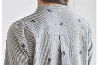 Camisa de mujer de manga larga adelgazante con cuello levantado a rayas frescas de estilo coreano bordado de hojas - details 10