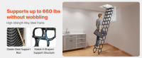 Escalera Retráctil para Ático SucceBuy, Capacidad de 299.37 kg, Compatible con Alturas de Techo de 289.56 a 310.90 cm y Abertura de 100.08 x 69.85 cm, Escalera de Techo Desplegable de Acero Aleado Resistente con Varilla de Tracción para Acceso al Ático - details 4