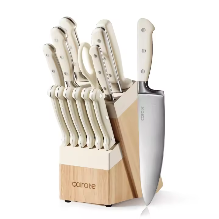 Juego de Cuchillos de Cocina con Bloques, Set de utensilios de Cocina con Acero Inoxidable, 14 Piezas - 1