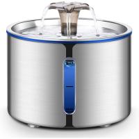 Fuente de agua para gatos, fuente de agua para mascotas de acero inoxidable de 84 oz/2,5 l, dispensador automático de agua para perros con ventana de nivel de agua, bomba ultrasilenciosa, perfecta para gatos, perros y múltiples mascotas - details 0