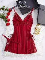 Conjunto de camisón y braguita de diseño encantador con tirantes finos y cuello en V, ropa sexy para mujer - details 2