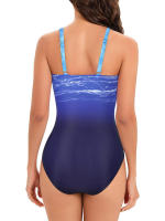 Bañador de una pieza para mujer, traje de baño liso con cuello en V, Monokini Sexy, ropa de playa para verano, 2024 - details 2