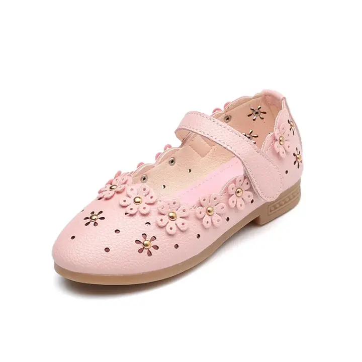 Zapatos de piel princesa niña, zapatos planos con corte y flores, suaves, aptos para primavera/verano 2024 - 1