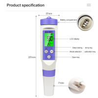 Detector de calidad del agua ORP, Monitor en l￭nea de dientes azules, herramienta de prueba de agua potable para acuario, medidor de temperatura - details 7