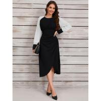 Vestidos de Primavera Otoño 2025 para Mujer Moda Coreana Cuello Redondo Empalmado Vestido de Manga Larga en Promoción - details 8