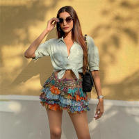 BUNO-Vintage escalonadas para mujer, dobladillo con volantes en capas, minifaldas coloridas de línea A, ropa de calle de tendencia de verano - details 7