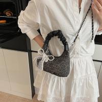 Bolso plisado de lentejuelas de estilo coreano, bolso cruzado con cadena y colgante de lazo exquisito, bolso de hombro ligero de Color sólido - details 17