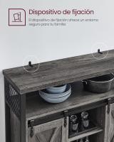 Aparador, Armario de Cocina, Armario de Almacenamiento, con 2 Puertas Correderas, 33 x 100 x 80 cm, Estantes Ajustables, para Salón, Marrón Rústico y Negro - details 25