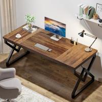 Computadora de oficina con mesa de madera extra gruesa y marco de metal, escritorio. - details 3