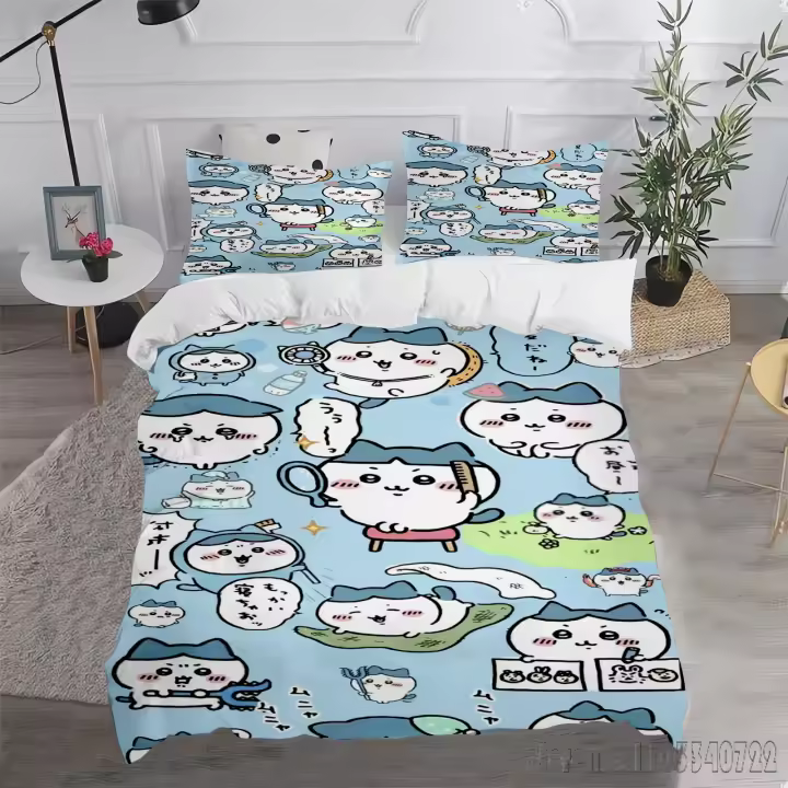 Set de Edredón de Cama para Niños CHIIKAWA-Quilt Love Child Funda de Almohada Cómoda HD para Dormitorio - 1