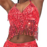 Sujetador de danza del vientre con lentejuelas, Top Halter, borla brillante, disfraces de espectáculo, Ropa de baile para festivales de Tailandia, India, Mujeres Árabes - details 6