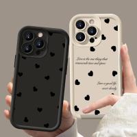 Funda de teléfono mate suave con corazón de amor negro para iPhone 11 12 13 14 Pro 16E XS X XR 7 8 Plus SE2 funda para iPhone 15 16 Pro Max - details 0