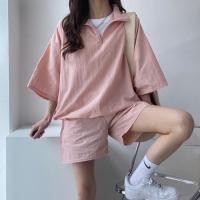 Conjunto de dos piezas de pantalones cortos de manga corta con cremallera y cuello alto para mujer 2025 nuevo conjunto de ropa deportiva casual de moda de verano. - details 18