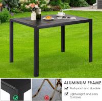 Mesa de comedor para exteriores para 6 personas, rectangular, de metal de aluminio, resistente a todo tipo de clima, mesa de patio con listones de 110x70x73 cm para terraza, patio trasero, césped y jardín - details 5