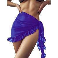 Traje de baño Coverups Mujeres Volantes Dobladillo Sarong Playa Bikini Wrap Sheer Falda Corta Bufanda de Gasa para Traje de Baño - details 8