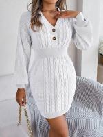 Elegante Vestido de Punto para Mujer Color Sólido, Cuello V, Moda Y2K 2025 - details 9