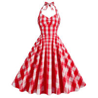 Vestido de fiesta para mujer, con cinturón de cuello colgante rosa, vintage - details 8