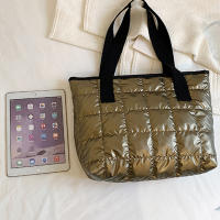 Bolso de mano de algodón con almohadilla espacial para mujer, bolsa de viaje de hombro acolchada, de gran capacidad, impermeable, a la moda, Invierno - details 31