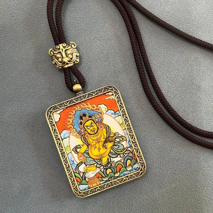 Colgante Thangka no pintado a mano de Dios de la riqueza de cinco vías, punto escénico, mercado nocturno, accesorio para atraer riqueza, recuerdo - 1