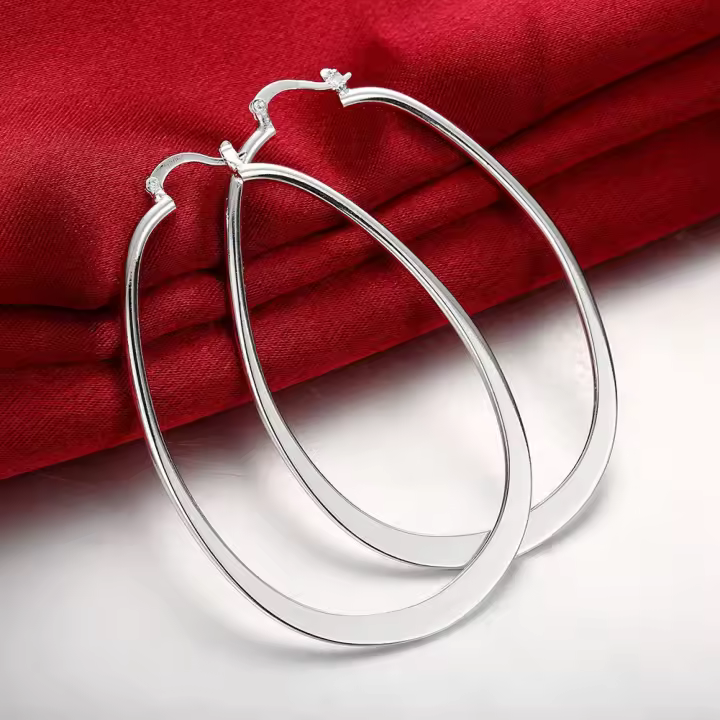 Pendientes de plata de ley  para mujer, aretes grandes con patrón de pez a la moda, regalos de joyería para fiestas - 1
