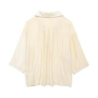 BUNO-Conjunto de camisa y pantalones de Jacquard para mujer, traje informal de media manga con solapa y botones, pantalones de pierna ancha, ropa de calle de verano - details 10