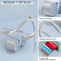 Rodillo Abdominal con Rebote Automático. Rueda para ABS con Soporte para Codos. Entrenamiento en Casa con Rodillera y Cronómetro Incluidos. Deporte para Principiantes en el Hogar. - details 1