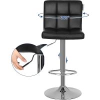 Taburete de Bar Juego de 2 Regulable en Altura, Sillas de Cocina Giratorias en 360° con Resalto y Reposapiés, Acero Cromado, Blanco LJB64W - details 13