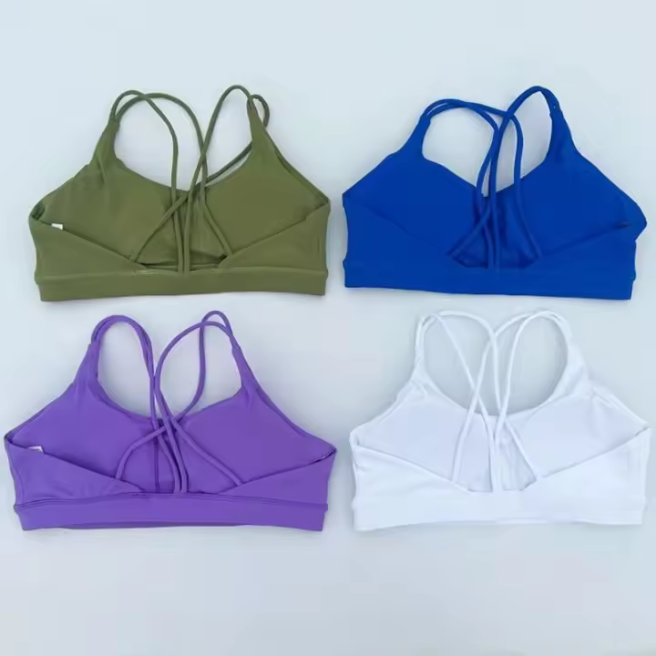 Sujetador deportivo con tirantes cruzados para mujer, pantalones cortos de entrenamiento de gimnasia, chaleco de yoga, corsé ajustado de alto impacto, acolchado suave reforzado para correr - 1