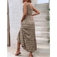 Vestido Largo de Verano 2025 Cuello en V Profundo, Mangas sin Agujar, Estampado Floral, Tejido Transpirable para Playa, Fiesta o Eventos Casuales Diseño Boho-Chic - details 6