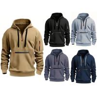 Sudadera con capucha para hombre, con bolsillos impermeables con cremallera y múltiples bolsillos, deportiva e informal, Otoño e Invierno - details 1
