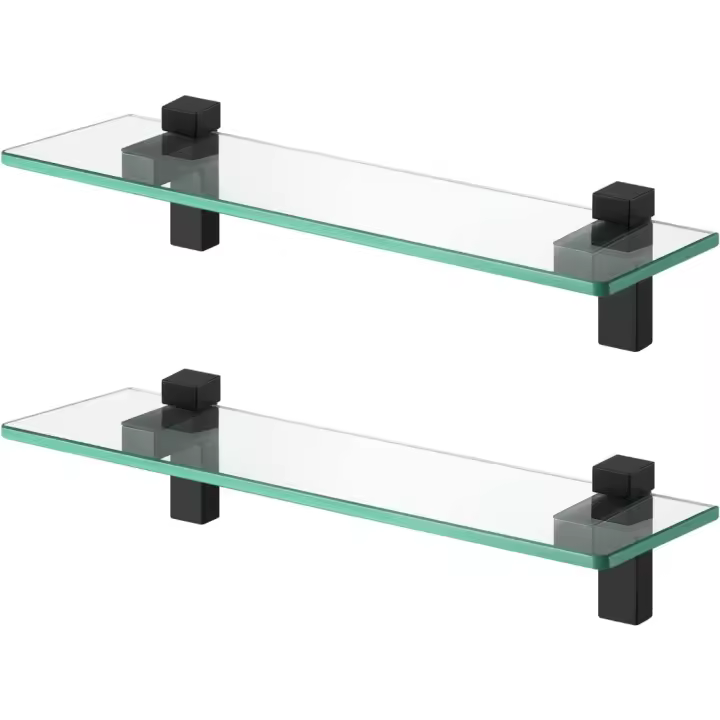 Estantería de Baño de Cristal 12f. x 40an. x 9al. Paquete de 2 Diseño Elegante en Negro Mate - 1