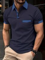 Verano de los hombres de moda transpirable color a juego de bolsillo de los hombres POLO camisa deportiva polo. - details 13