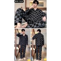 Conjunto de Pijama de algodón para hombre, ropa de dormir de manga larga con cuello vuelto, conjunto de 2 piezas para el hogar, Otoño e Invierno - details 12