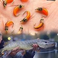 5/10 Uds moscas húmedas cebo pesca con mosca para lubina trucha Lucio salmón cabeza de latón Caddis Ninfa cebo de pesca hecho a mano señuelo de pesca de insectos artificiales - details 3
