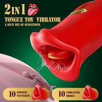 Vibrador de juguetes sexuales para adultos, juguete rosa, estimulador sexual rosa para mujeres con 10 modos de vibración y 10 modos de beso francés, vibrador de juguete sexual de lengua, vibrador de clítoris para mujeres, juguetes sexuales para adultos - details 1