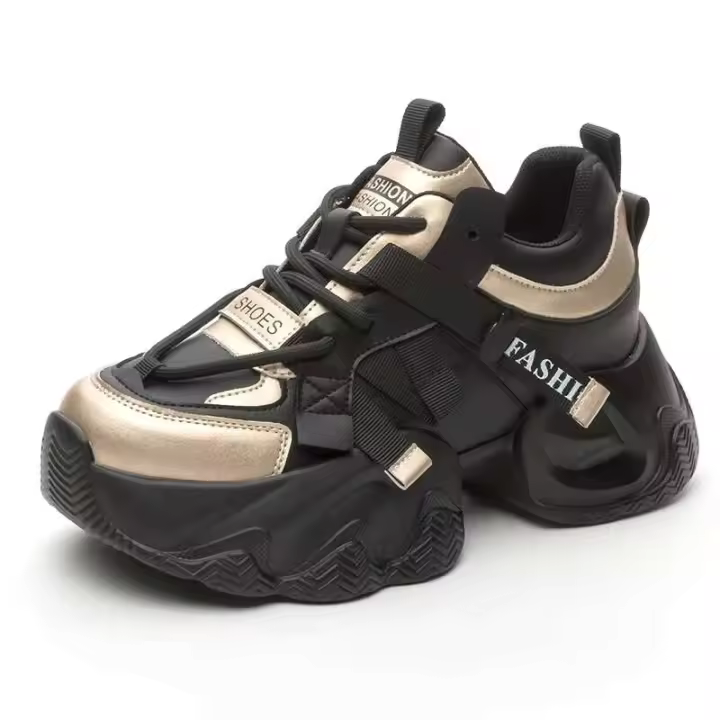 Zapatillas de correr de moda rosa, tacones inclinados de suela gruesa, calzado deportivo para mujer - 1