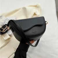 Bolso Retro de Color sólido con tapa para mujer, bandolera con correa ancha para el hombro de cuero PU a la moda - details 2