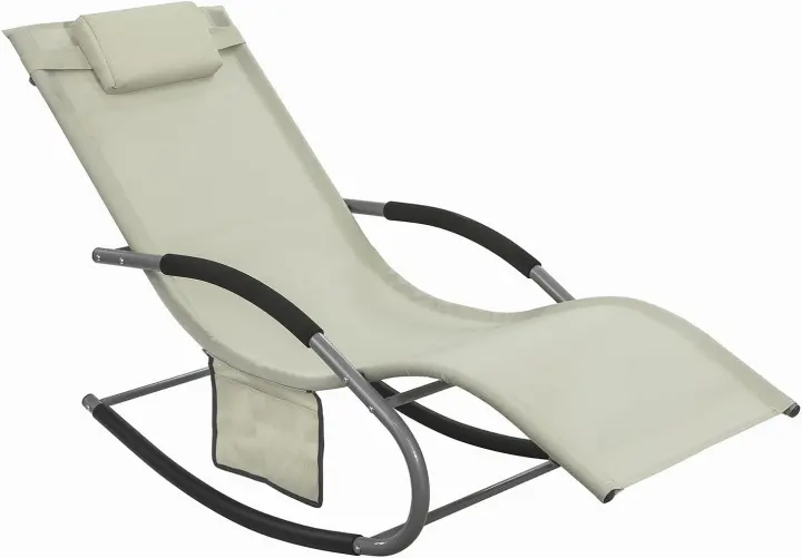 Set de 2 Tumbonas de Jardín Reclinables – Sillas Ergonómicas de Exterior con Almohada y Bolsillos Laterales, Tejido Transpirable, 150 kg, para Playa, Terraza, Camping y Piscina OGS28-NBx2 - 1