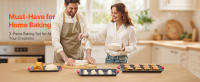 SucceBuy Juego de moldes para hornear, acero al carbono antiadherente, versátil para galletas, pasteles, muffins, pan, con asas, fácil de limpiar - details 0