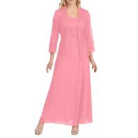 Vestidos largos elegantes para mujer, cárdigan de encaje liso de dos piezas, vestido ceremonial de talla grande para fiesta de gasa, Vestidos para mujer - details 2