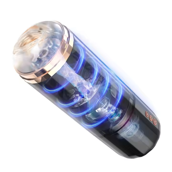 Masturbador automático giratorio de empuje para hombres, Juguetes sexuales de estimulación, coño de bolsillo, Stroker masculino, entrenador - 1