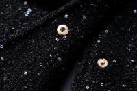 Chaqueta de Lentejuelas Brillantes Oro Y2K Cuello Altivo, Manga Larga, Abrigo Corto para Mujeres - details 7