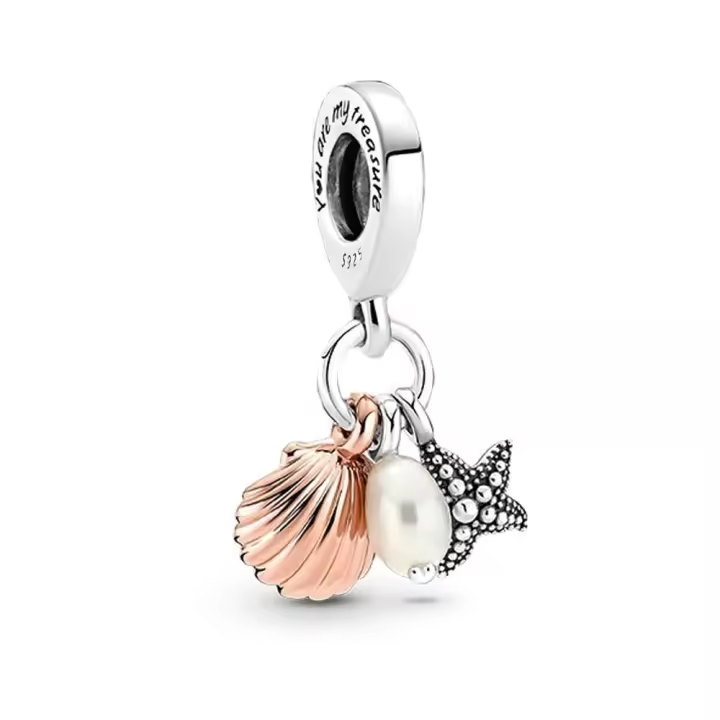 Nueva Joya de Verano 2024 Encanto Oceánico de Plata Esterlina 925 Colgante de Perla de Caracol y Estrella de Mar en 3 Piezas Accesorios DIY para Pulsera Original - 1