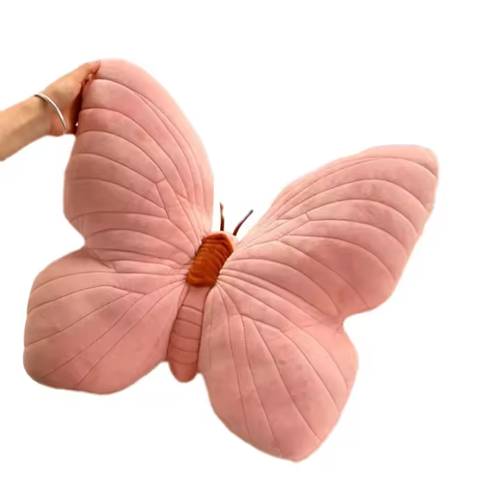 Cojín de Almohada de Mariposa de Peluche Corto Cojín de Almohada Rosado para Niña - 1